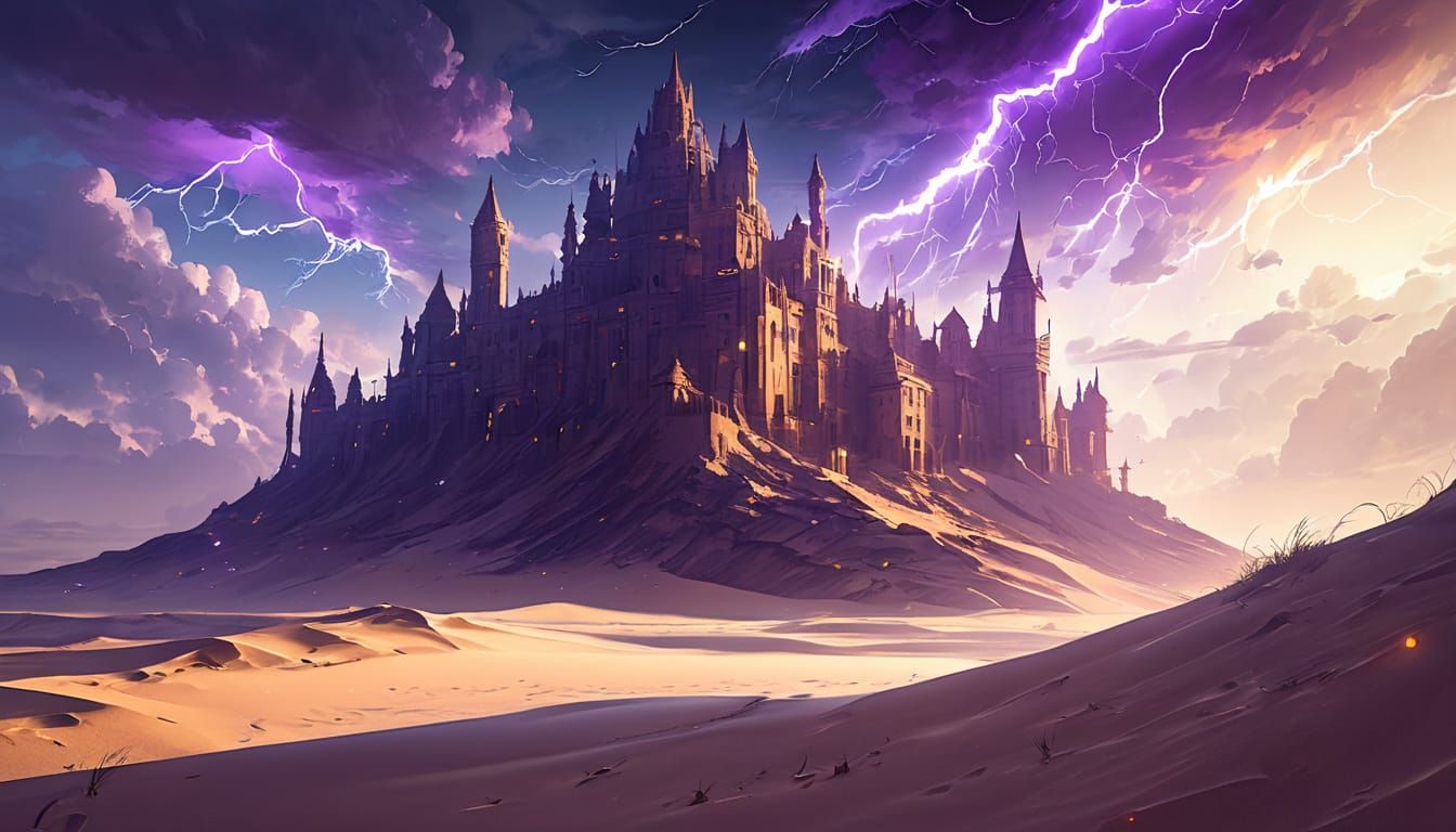 Dark Fantasy Desert Storm with Lightning
