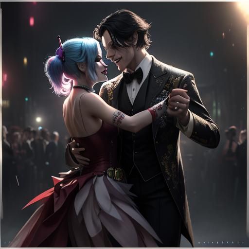 Joker and Harley Quinn Dancing, Hyperdetailed Art