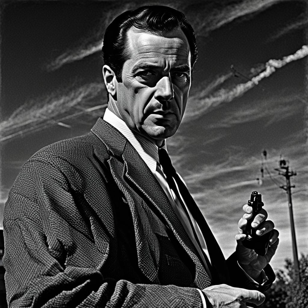 Film Noir Detective Portrait with Dutch Angle