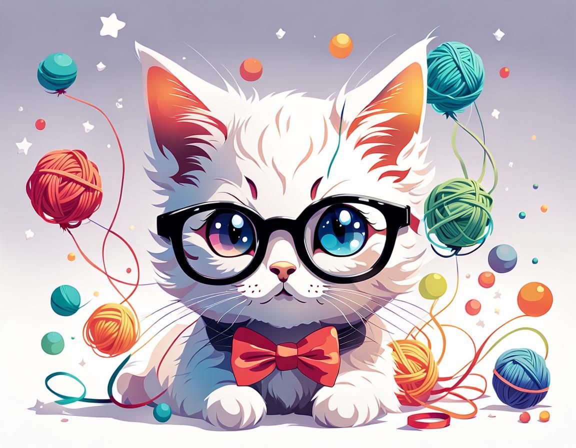 Anime Kitten with Yarn Ball Galaxy