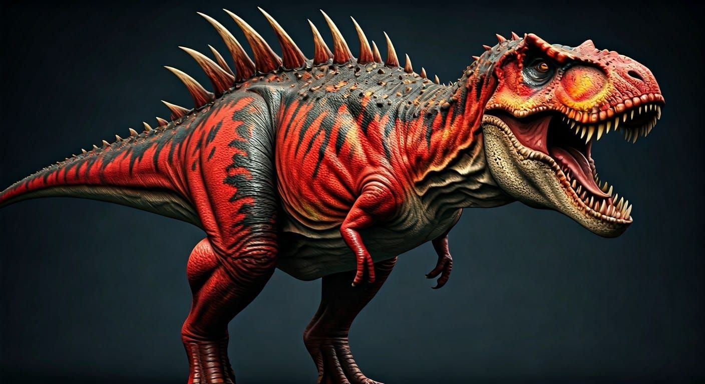 Fiendish Red T-Rex Dominates the Frame