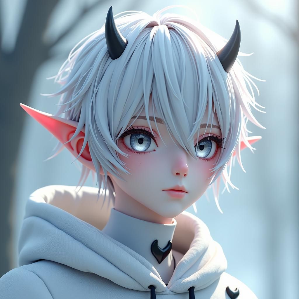 Anime Style Wight Demon with Platinum Hair