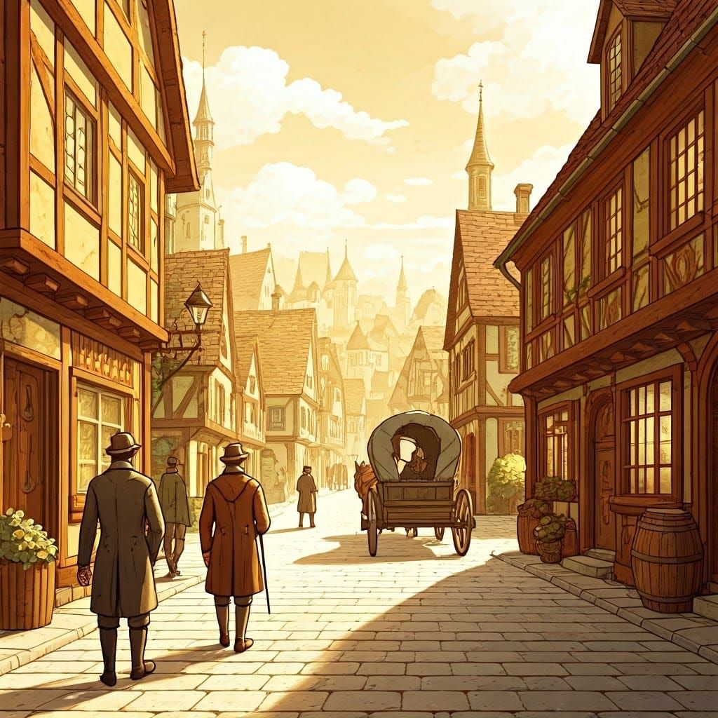 Mystical Town Illustration in Romanticism Style