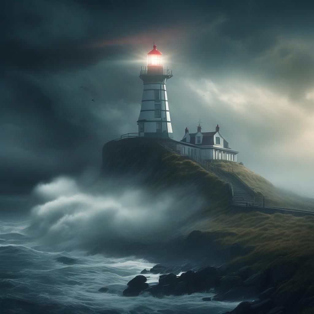 Misty Lighthouse Digital Matte Painting