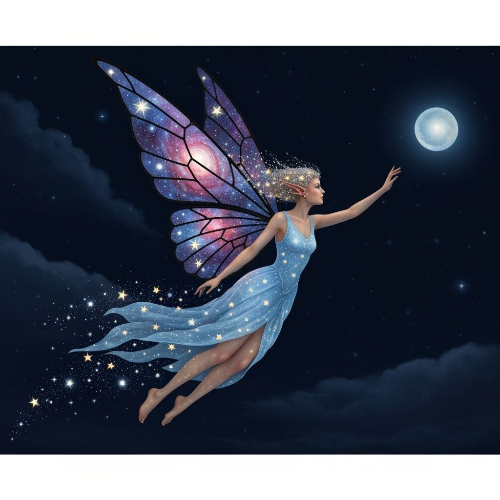 Celestial Fairy with Stained Glass Wings Soaring