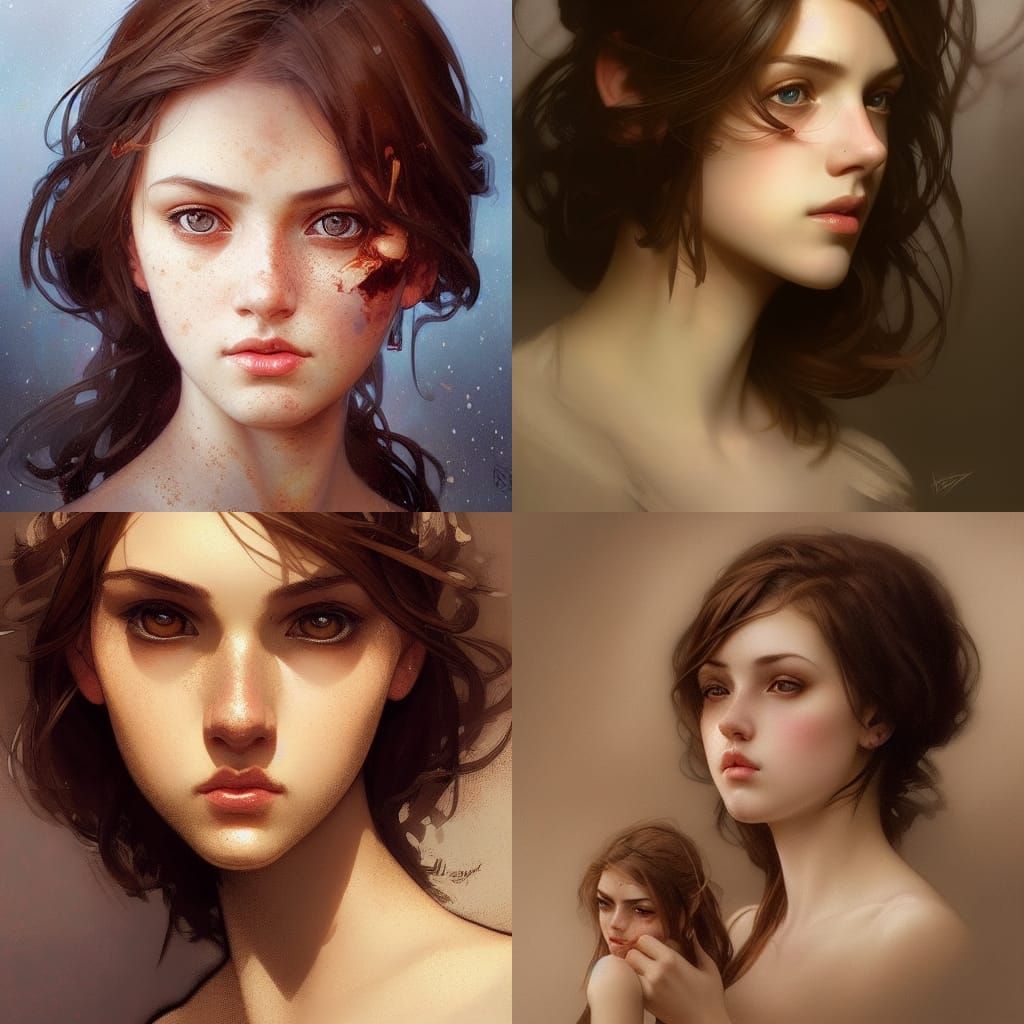 Portrait of a Pretty Teen Girl in Hyperdetailed Style