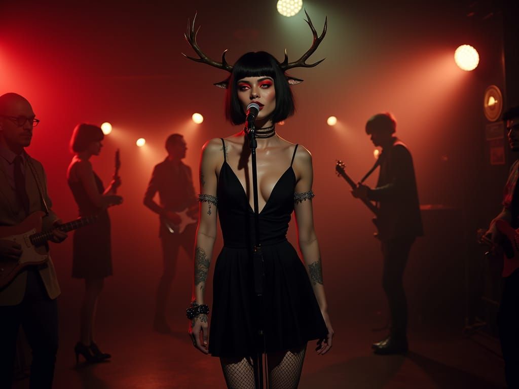 Sultry Singer with Antlers in Speakeasy