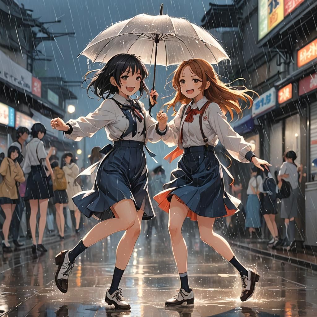 Girls Dancing in Rain: Anime Key Visual