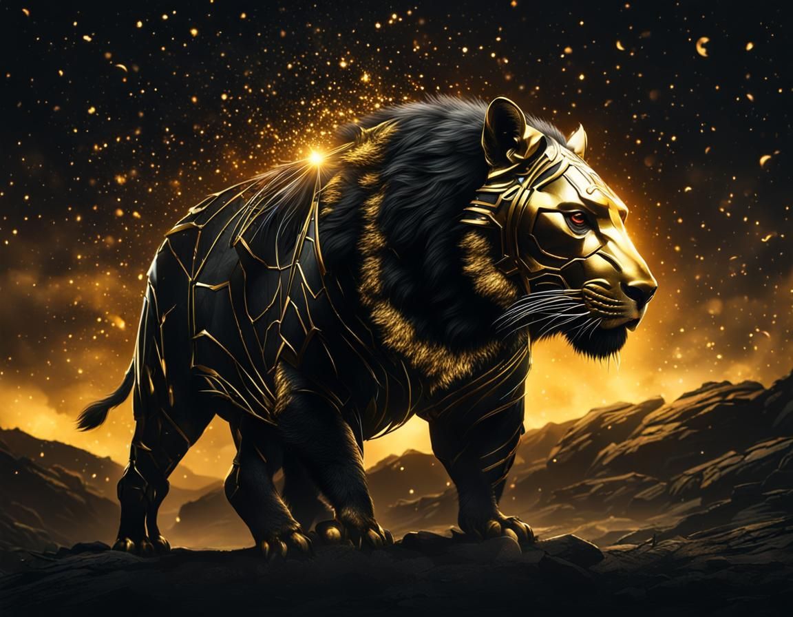 Gold and Black Animal in the Night