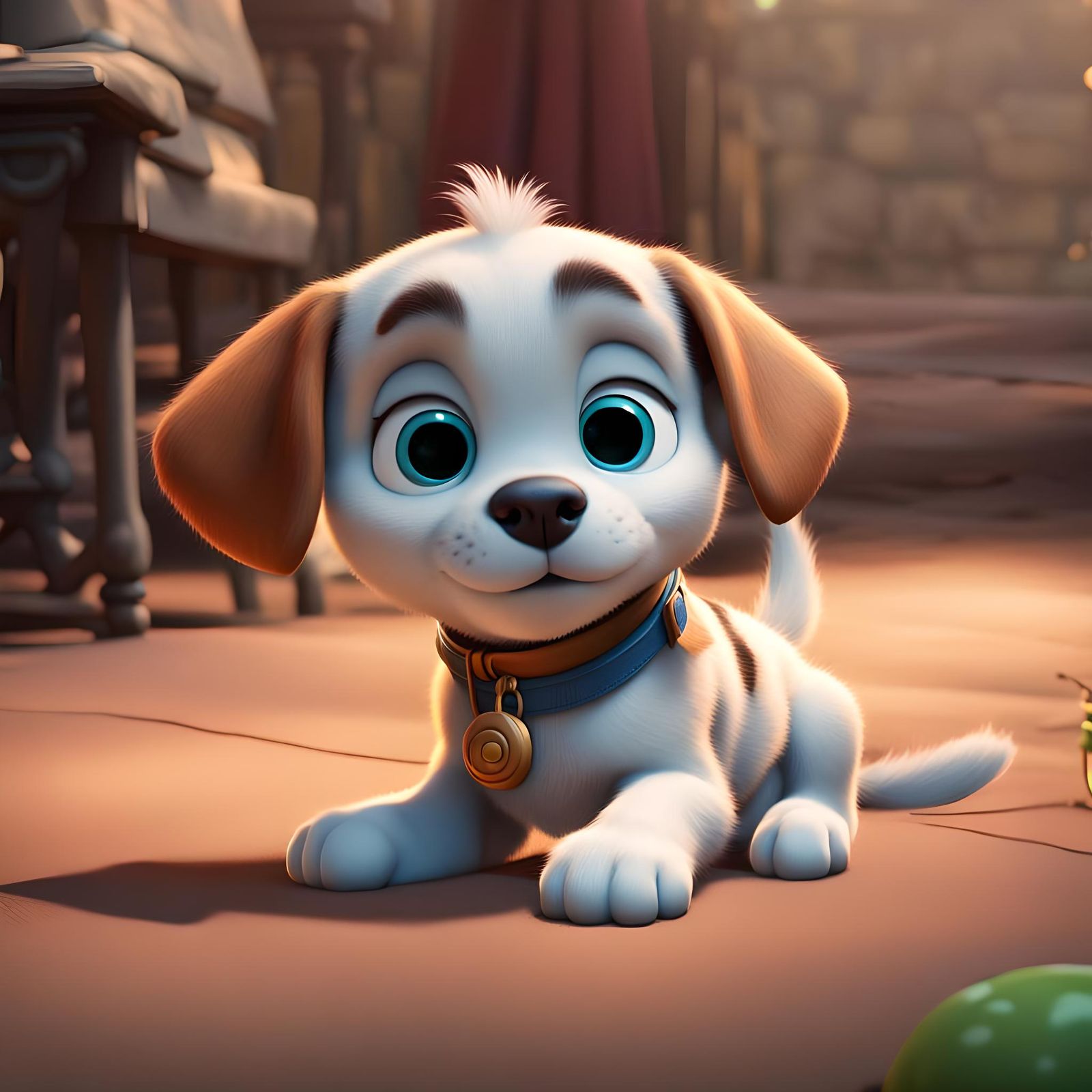 Cute Puppy in Pixar Style 3D Render