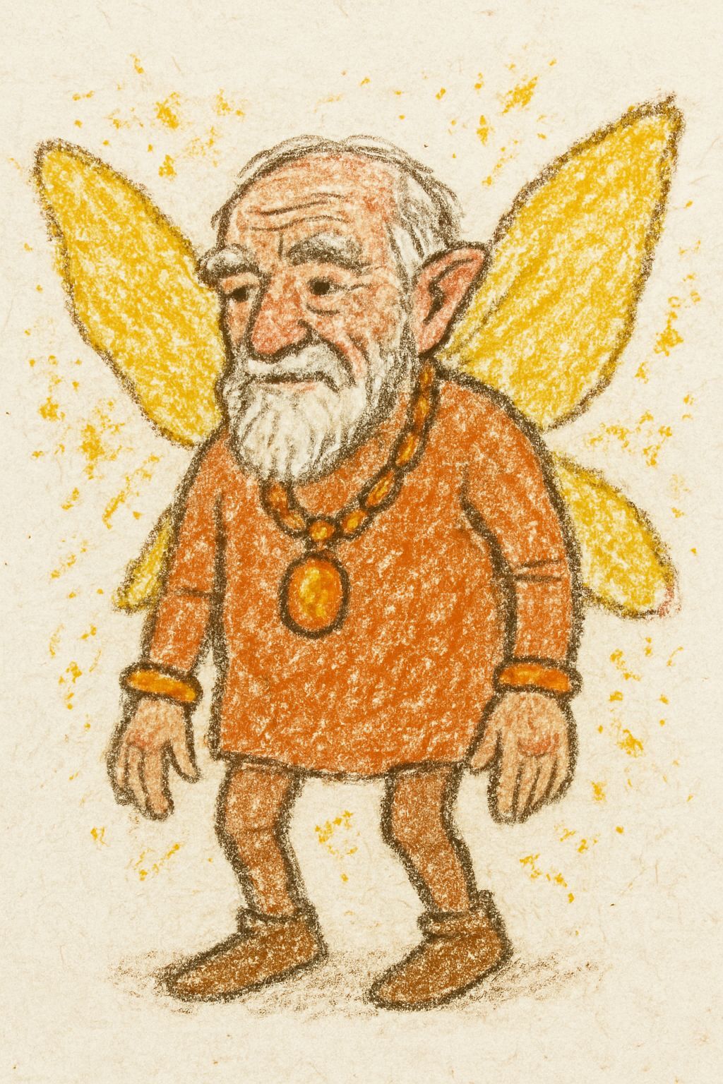 Old Amber Fairy Creature with Gold Dust