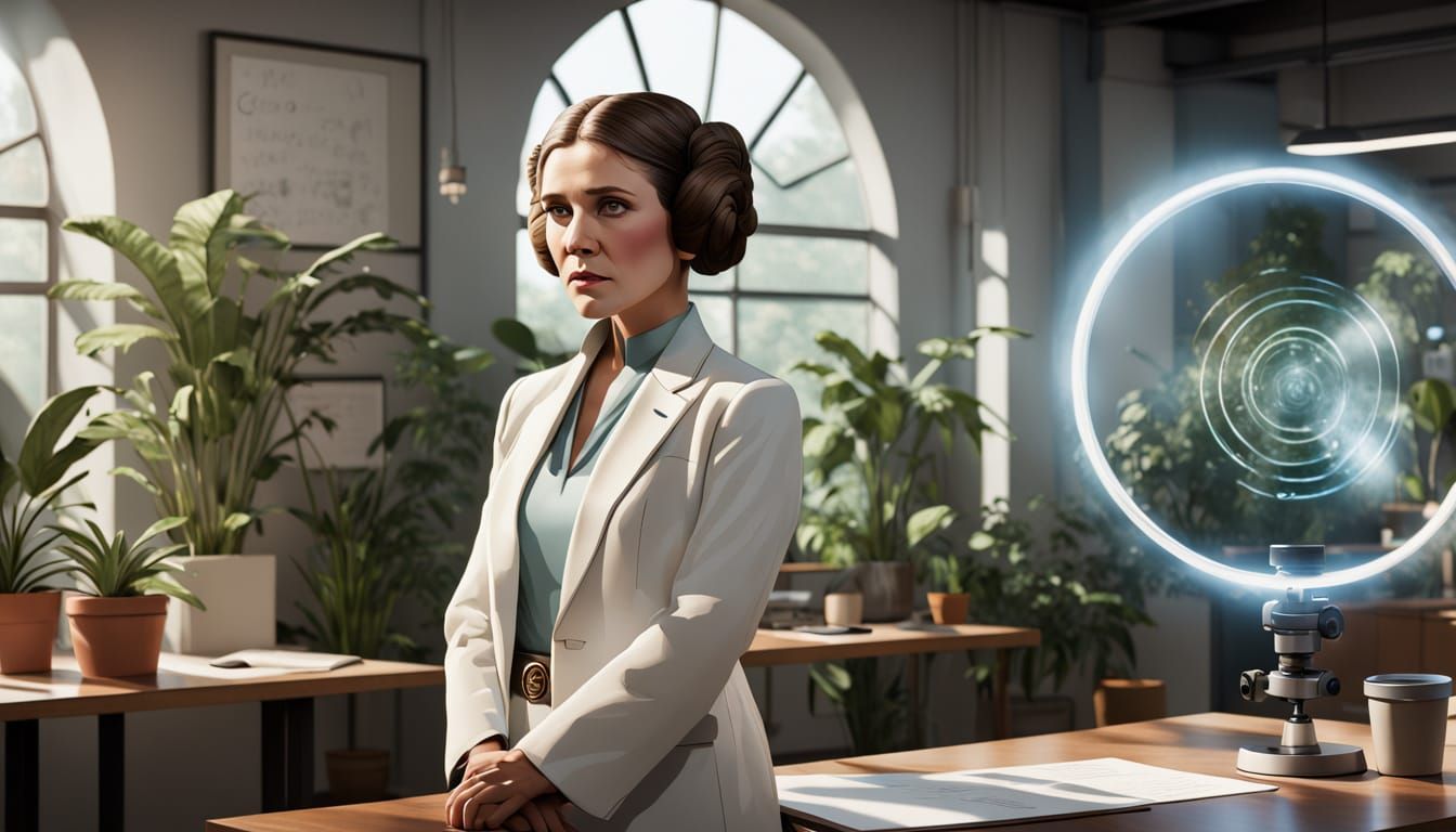 Princess Leia Leads Meeting in Open Office