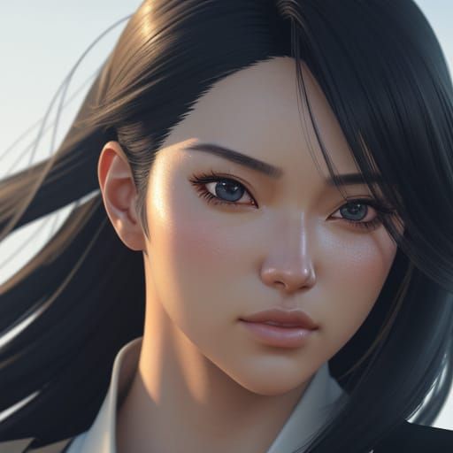 Anime Woman Running Home Close Up in 3D Art Style