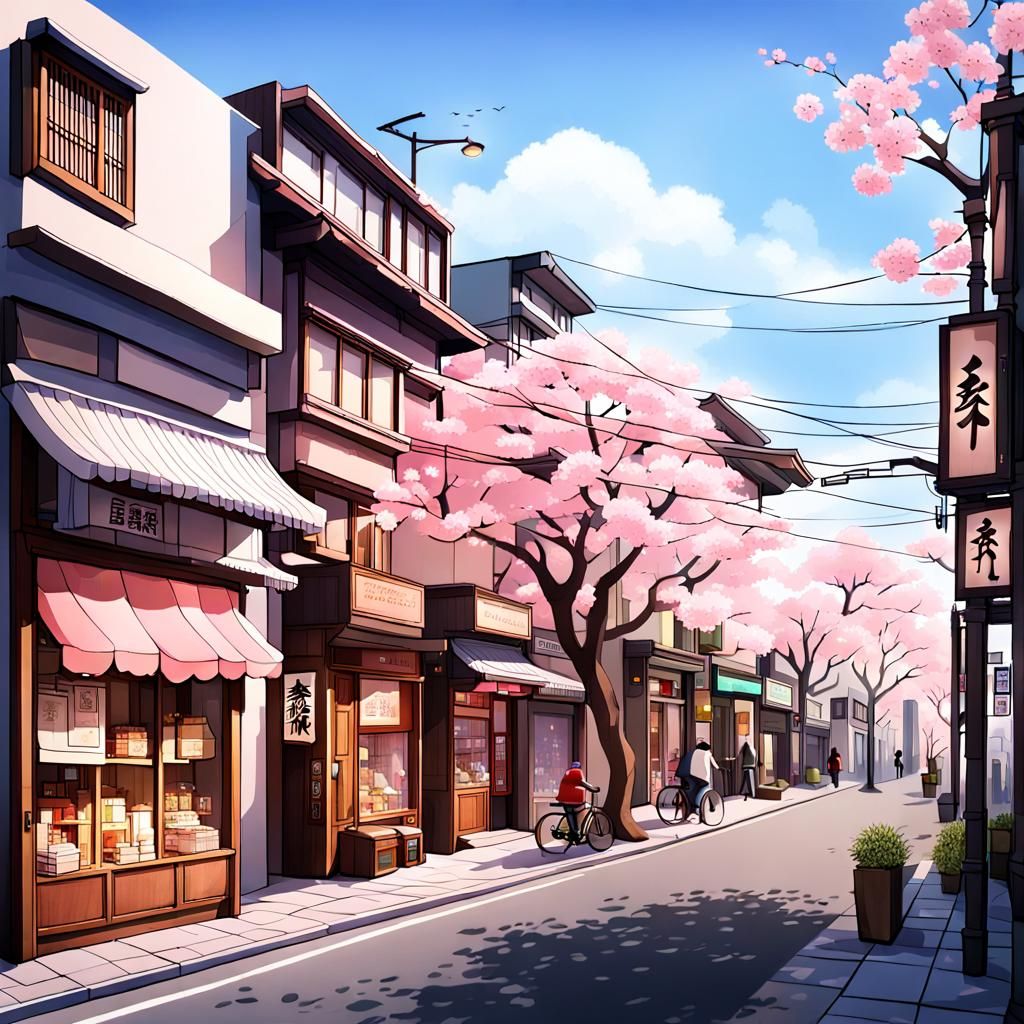 Vibrant Neighborhood Storefronts in Oriental Style