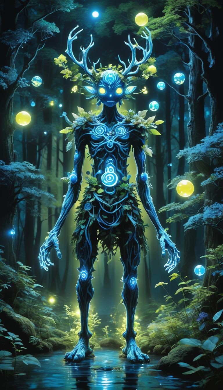 Forest Spirit Transforms into Glowing Night Walker