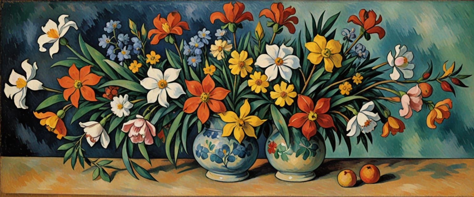 Vase of Flowers in the Style of Paul Cezanne