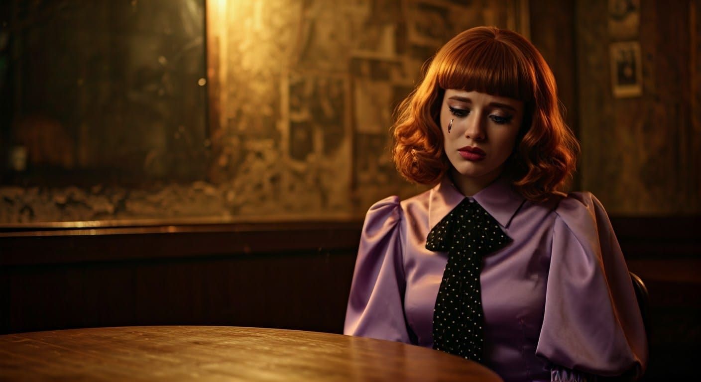 Mod Era Woman Sits Alone in Vintage Bar