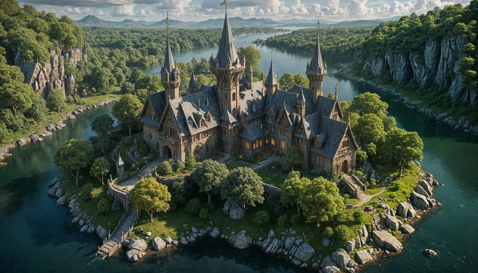 Elven Cottage on Lakeshore: Fantasy Concept Art