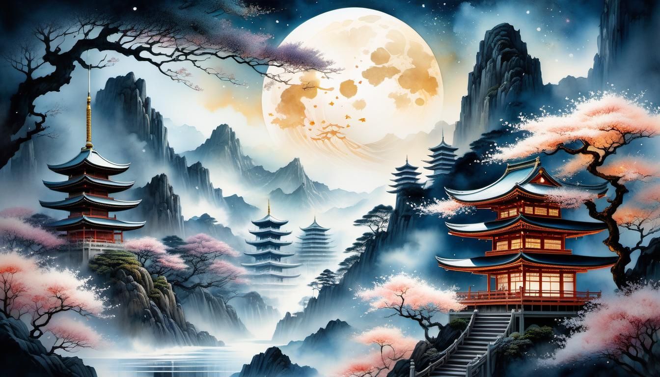MISTY MOONLIGHT PAGODAS