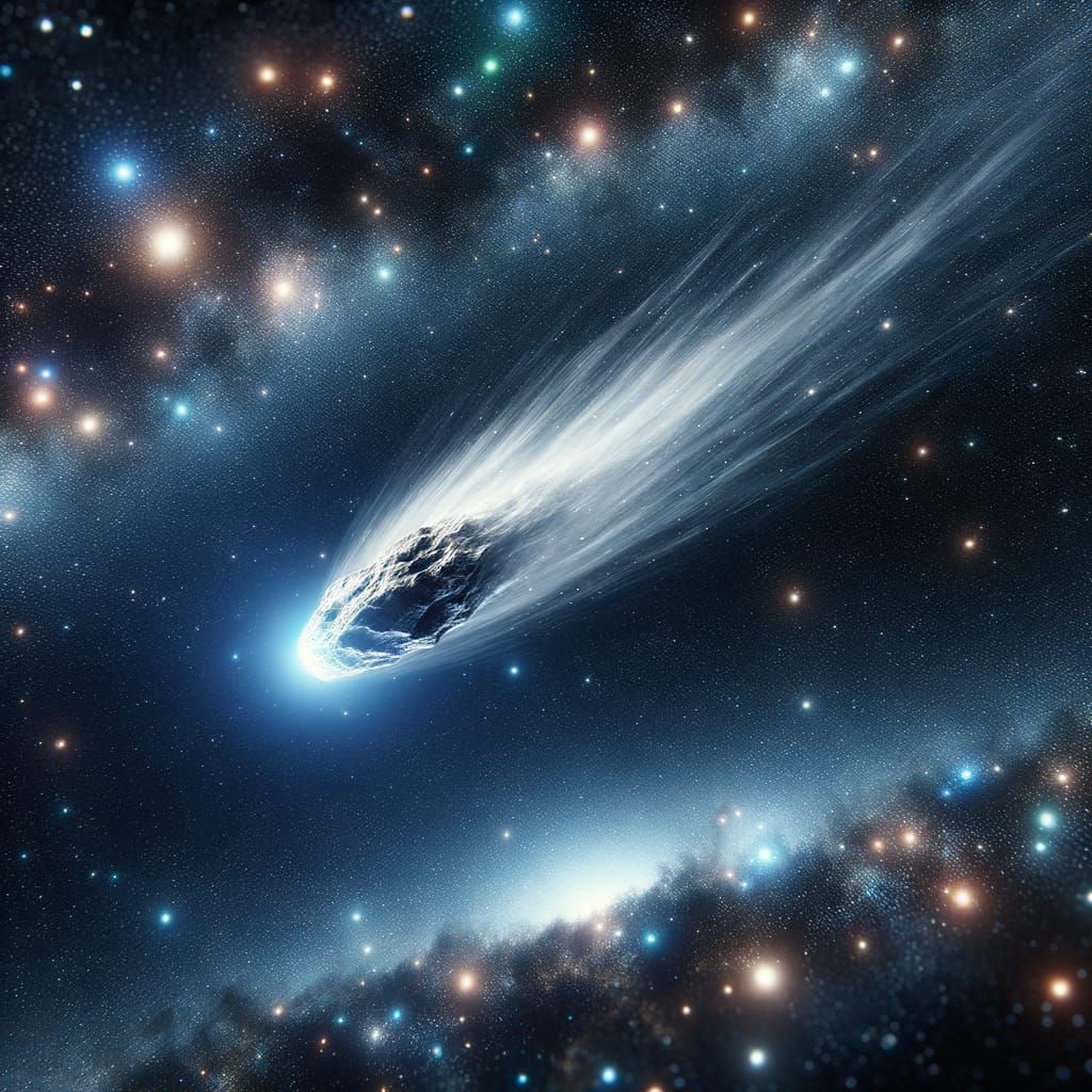 Realistic Comet Soars Through Starry Outer Space