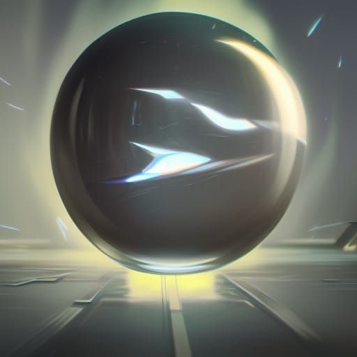 Obsidian Sphere Floating, Digital Concept Art