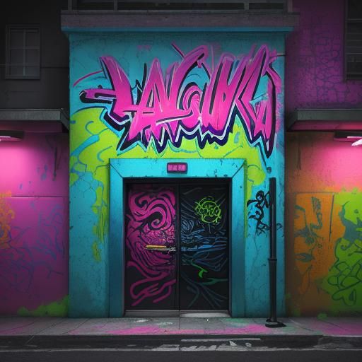 Vibrant Biometric Design: Synthetic Graffiti Art