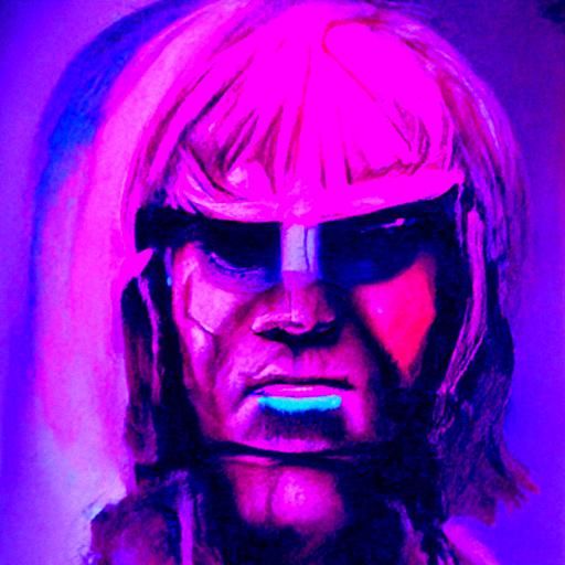Cyberpunk He-Man Portrait in Synthwave Style