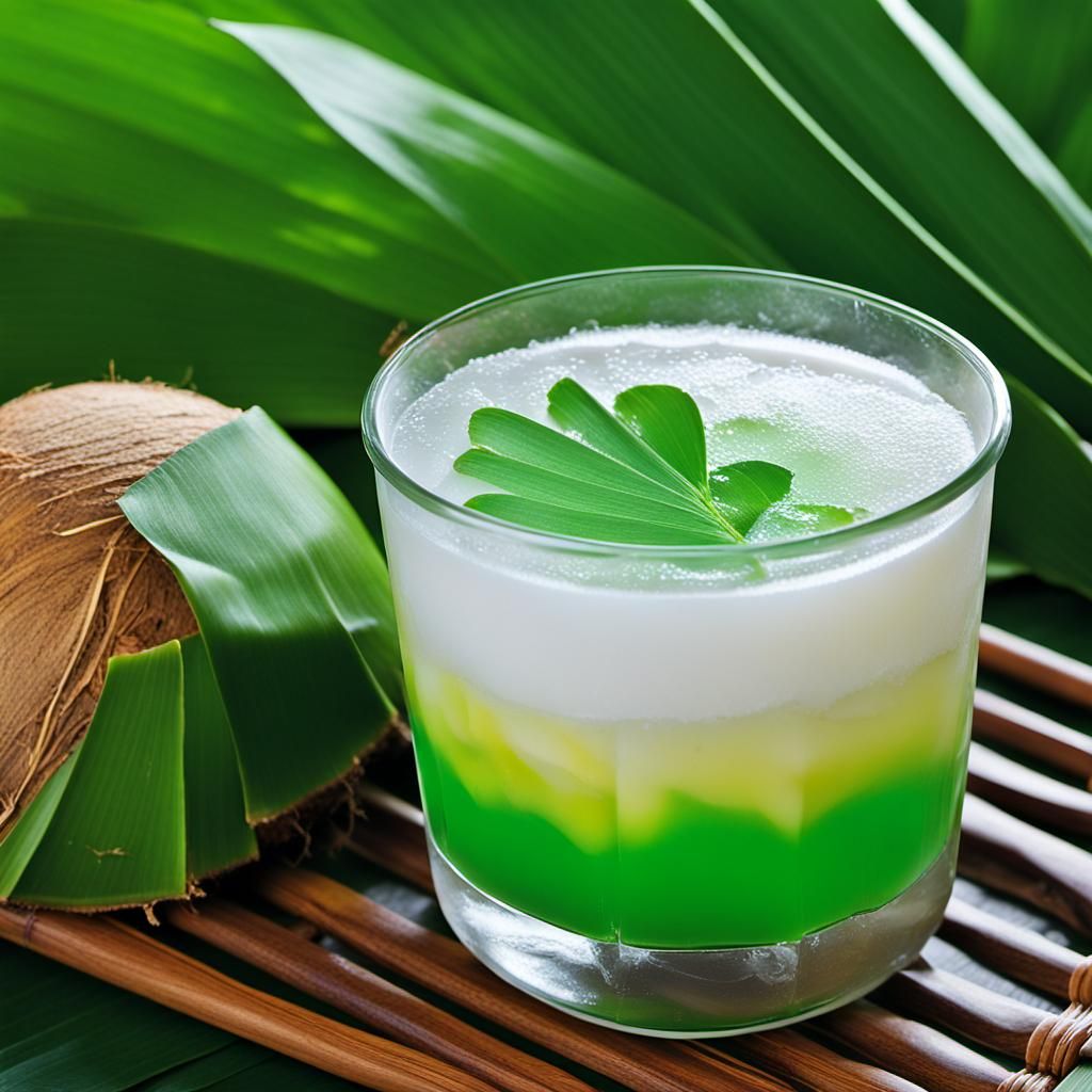 Singapore Iced Coconut Milk with Pandan Jelly