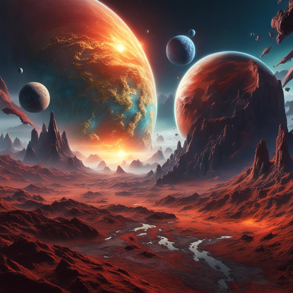 Planet Collides with Earth: Detailed Matte Painting