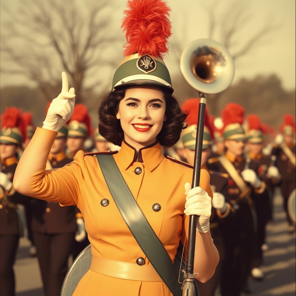 Vintage Pulp Female Marching Band Leader