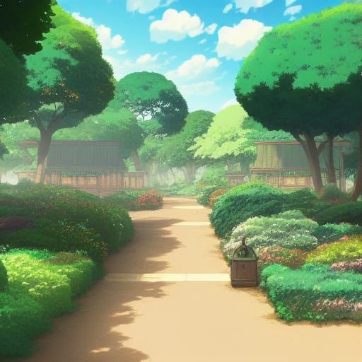 Tranquil Bean Garden in Anime Style