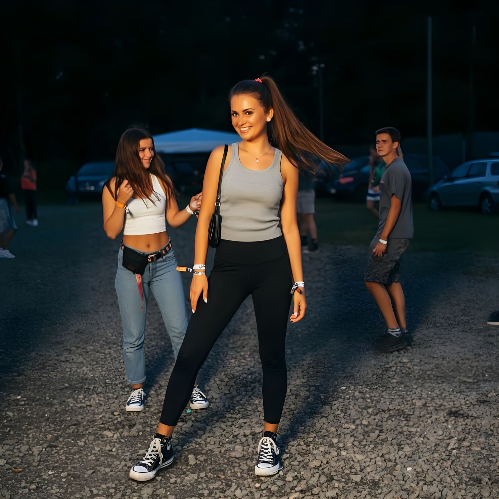 80s Concert Scene in a Gravel Parking Lot