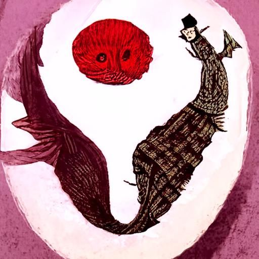 Eerie Fishman Illustration in Gothic Horror Style