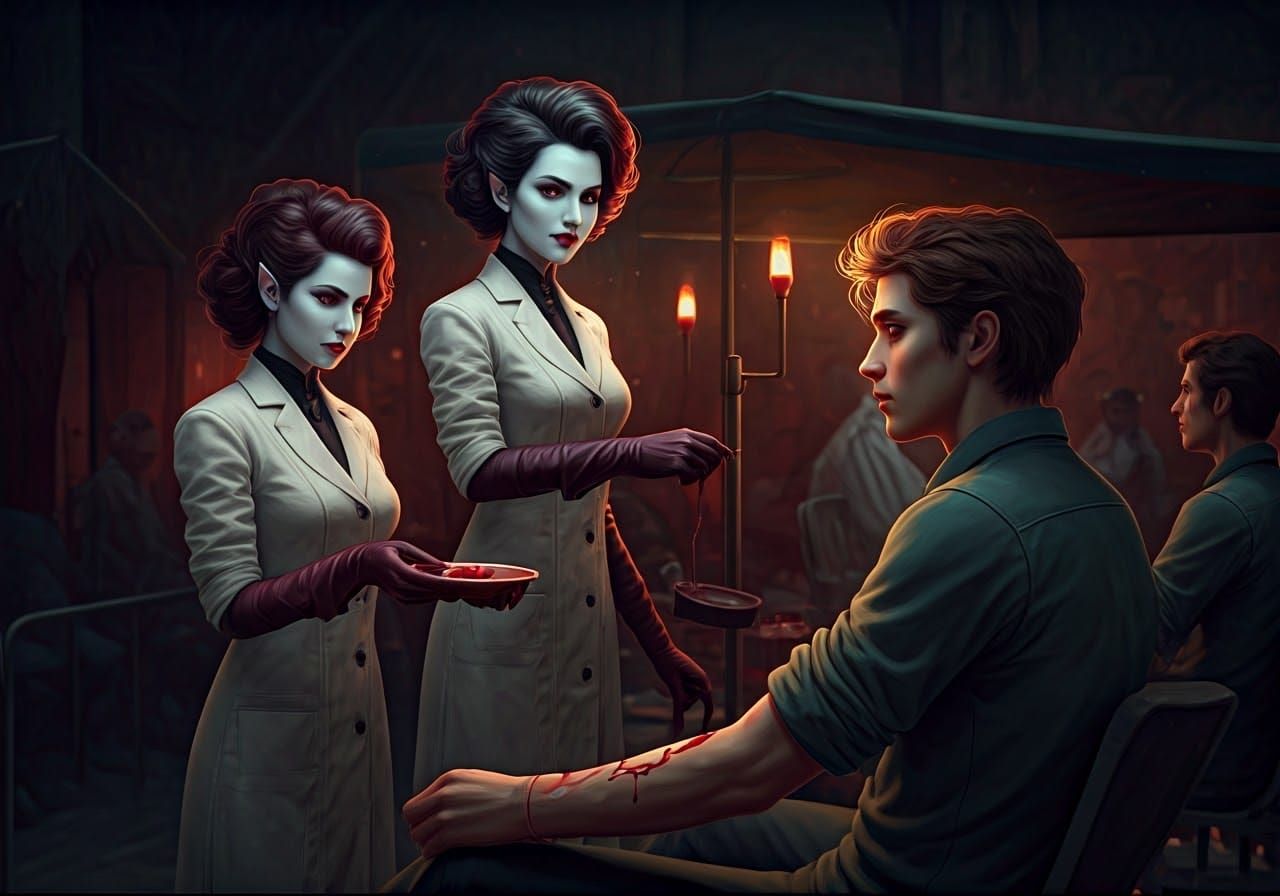 Elegant Lady Vampires Host a Blood Donation Drive in Whimsic...