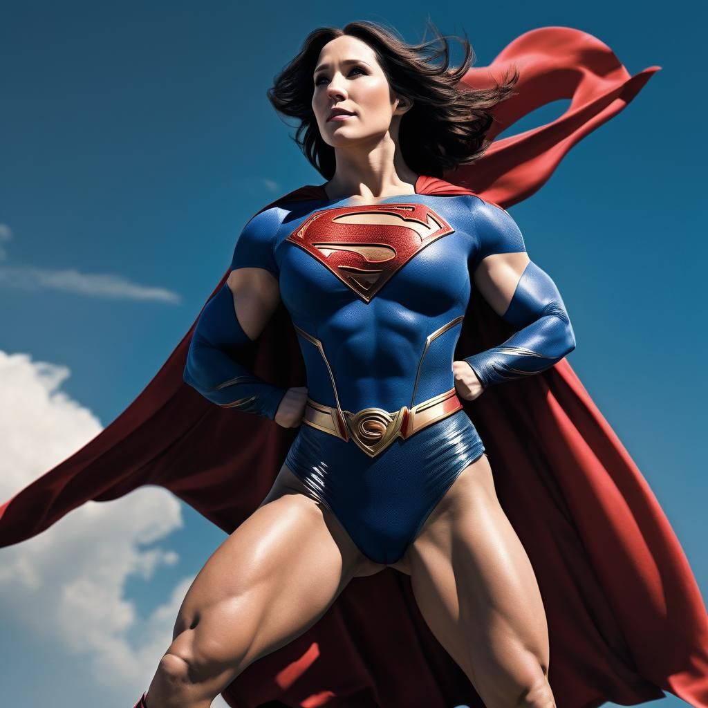Supergirl Bodybuilder in Dynamic Comic Book Art