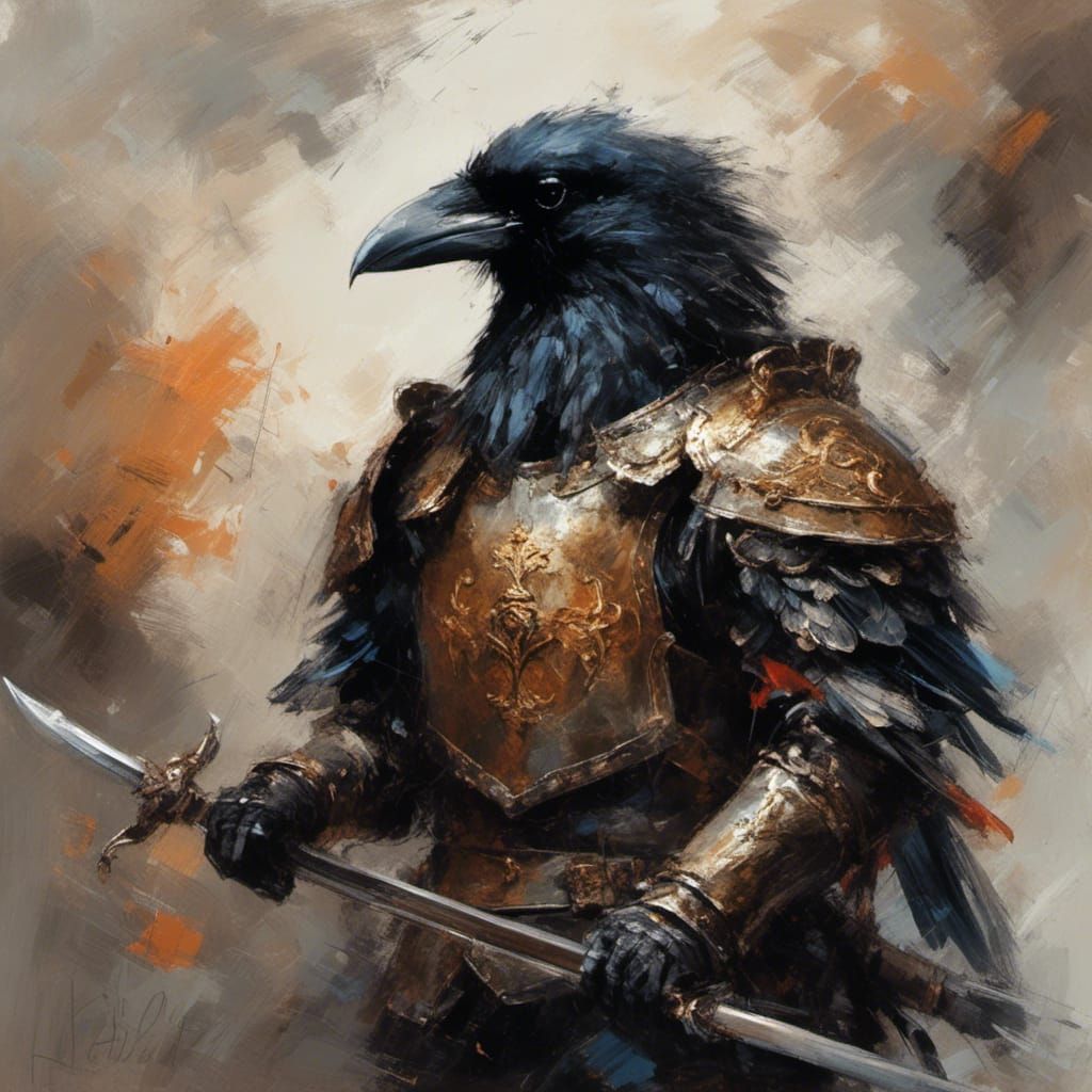 Crow Warrior in Battle Armor Painting