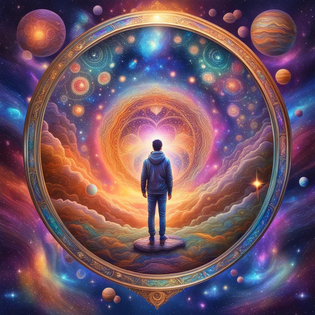 Cosmic Mirror: Holographic Astral Illustration in 8K