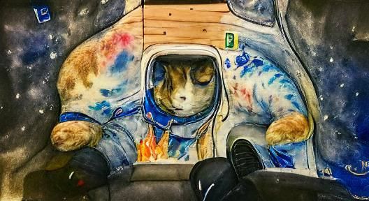 Astronaut Cat Chilling in Space