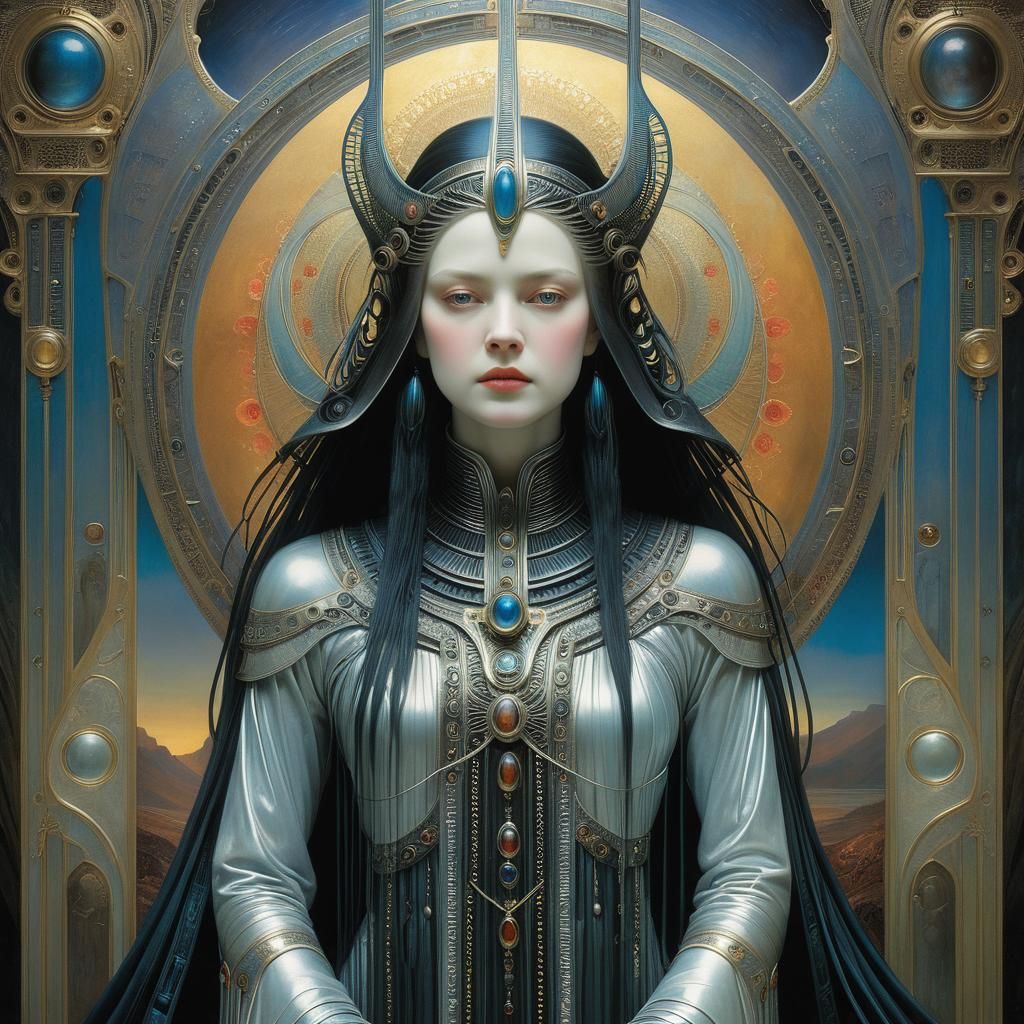 Surreal Empress Portrait in Art Nouveau Style