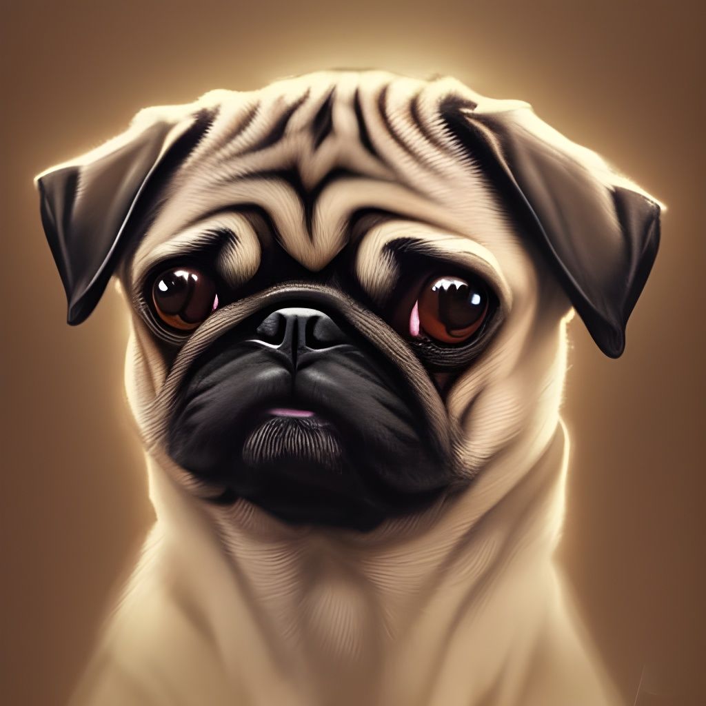 Detailed Pug Portrait in Art Nouveau Style