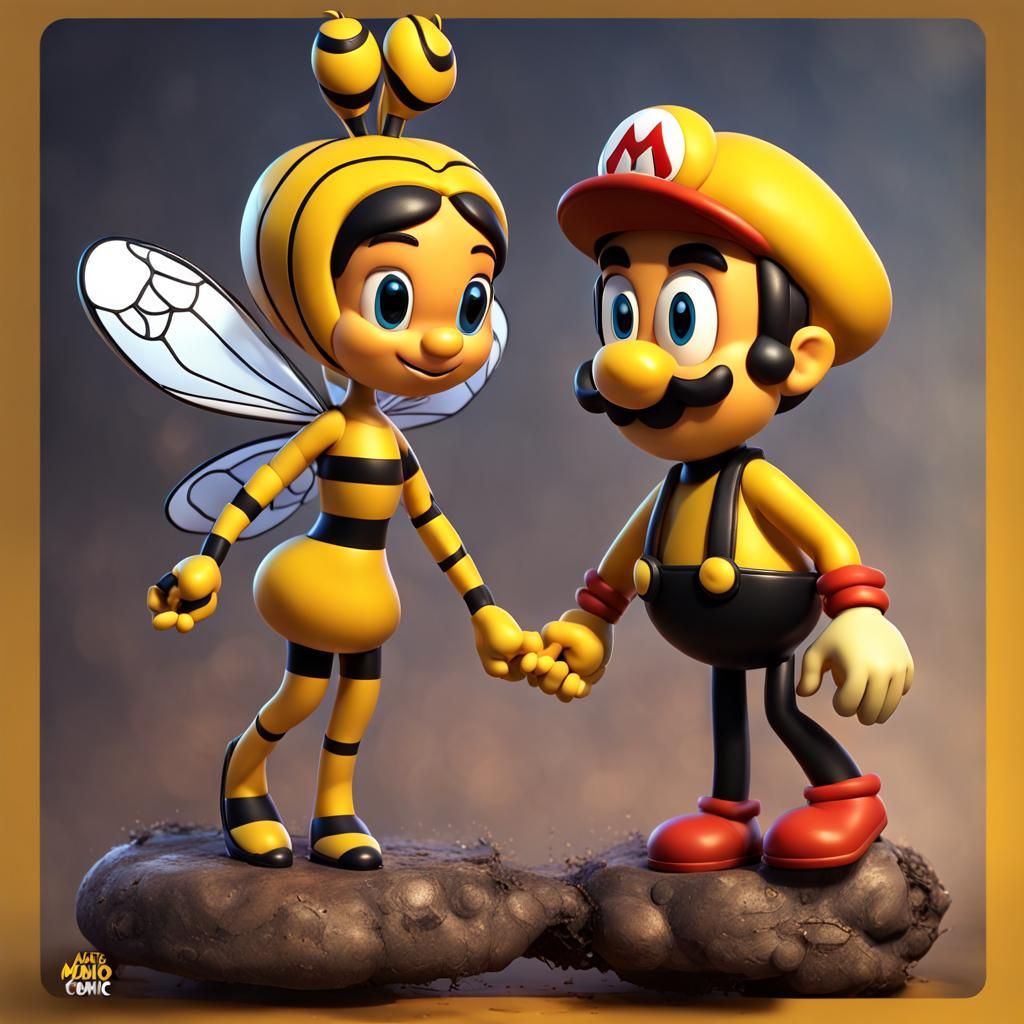Maya the Bee and Super Mario Comic Figures