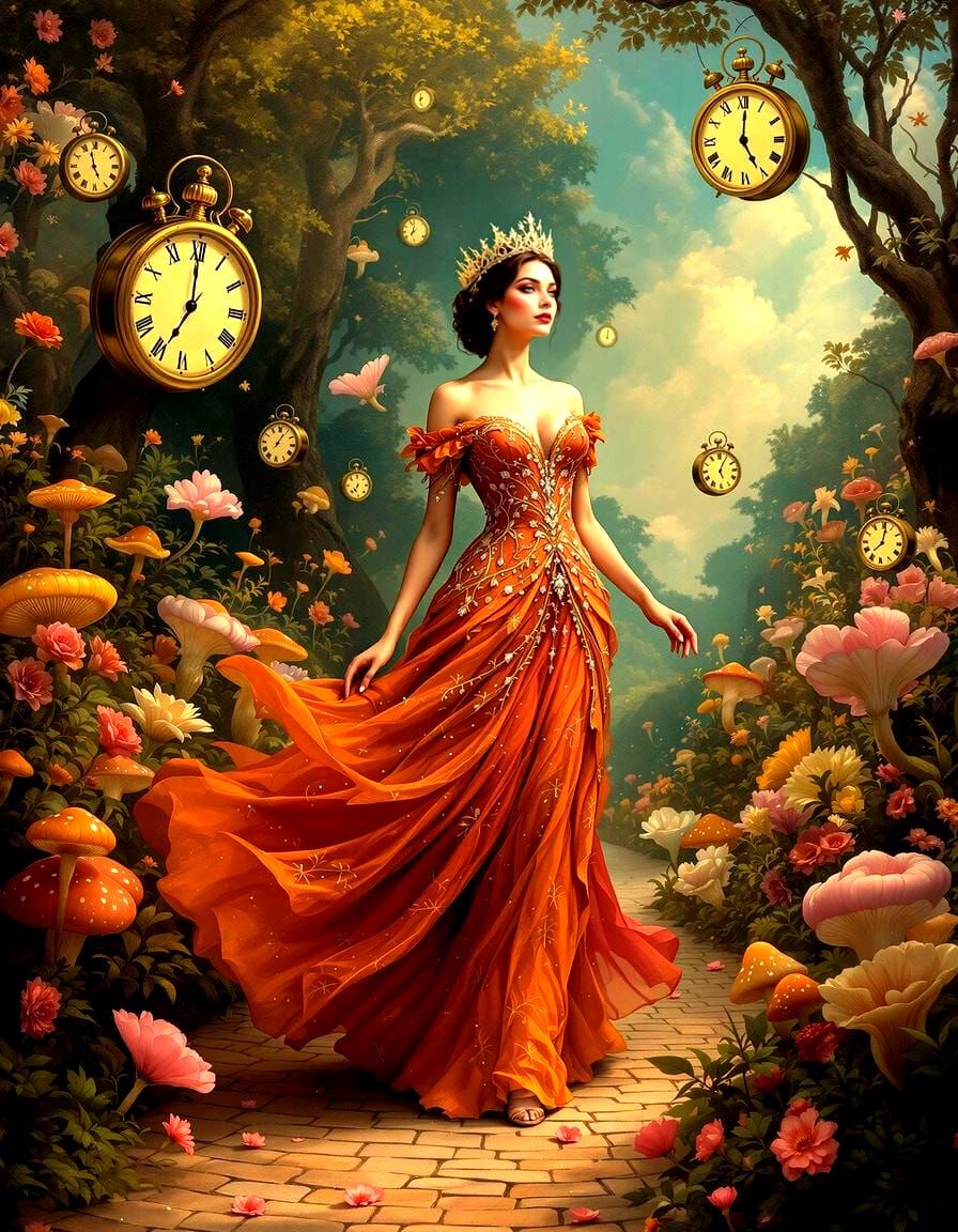 Fantasy Queen in Enchanted Wonderland Garden