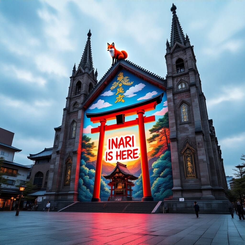 Cathedral Mural of Inari Shrine in Japanese Style