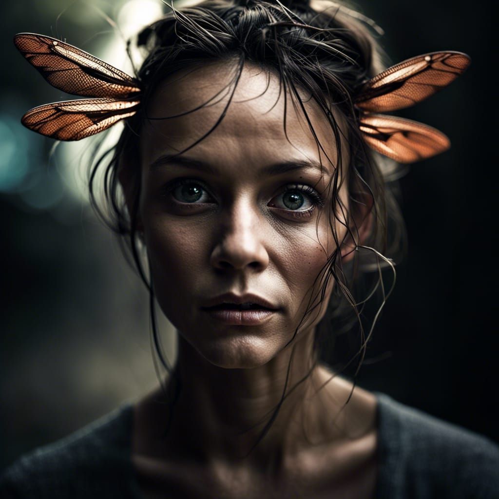 Dragonfly Woman Portrait in Natural Ambient Light