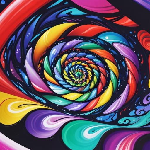 Vibrant Abstract Candyland Gouache Swirls