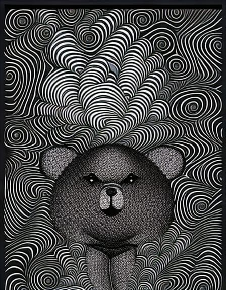 Goth Bear at Hell's Gate in Abstract Style