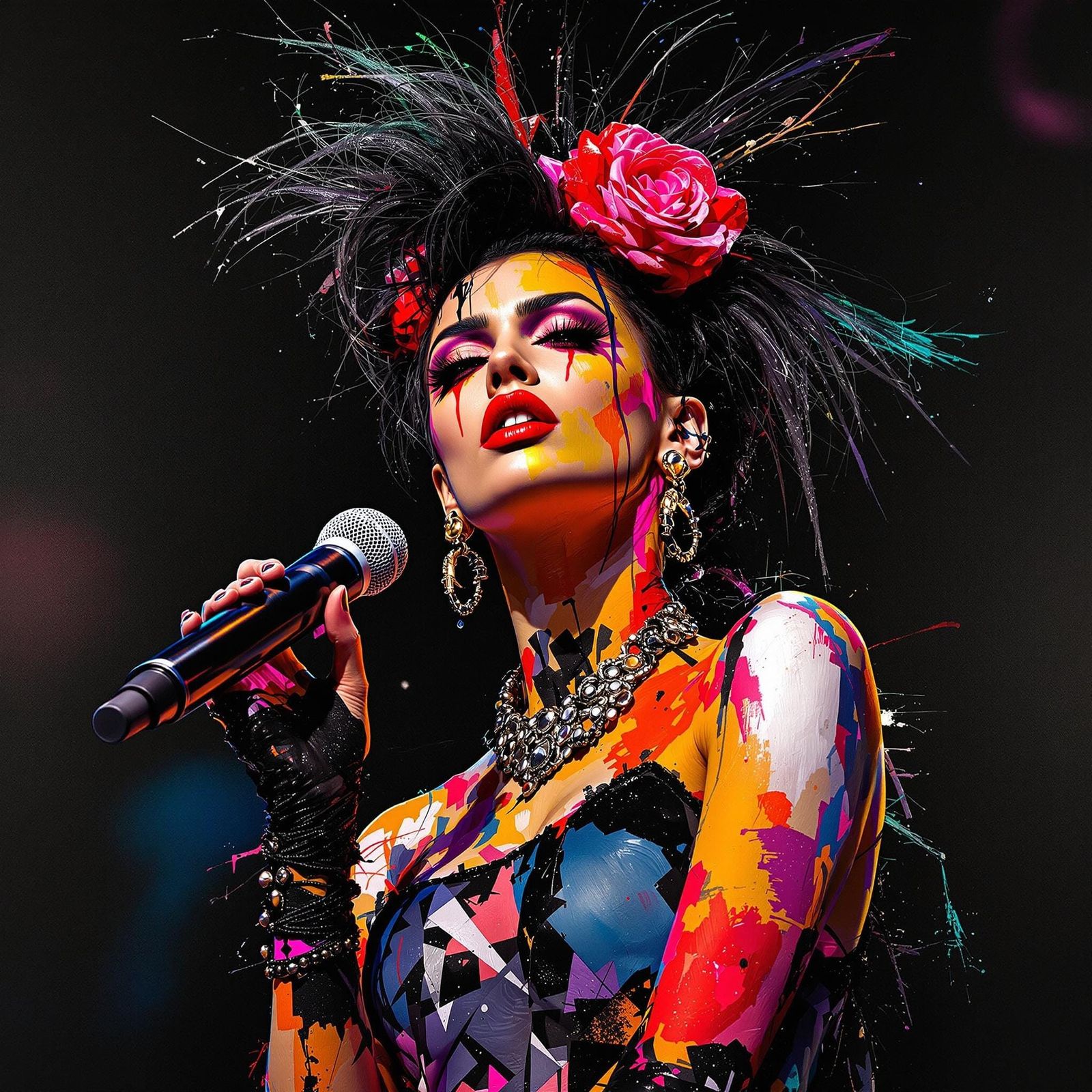 Glamorous Rock Star in Expressionist Style