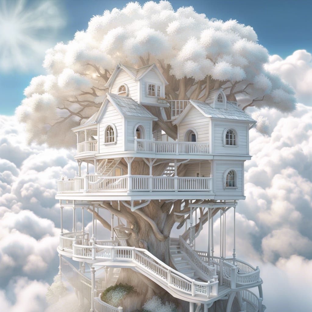 Treehouse made of clouds 🌳🕊️🏠 ⛅️