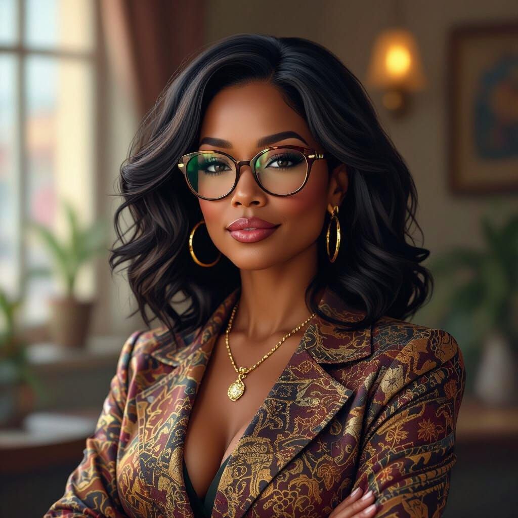 Hyperrealistic Portrait of a Stylish Travel Agent