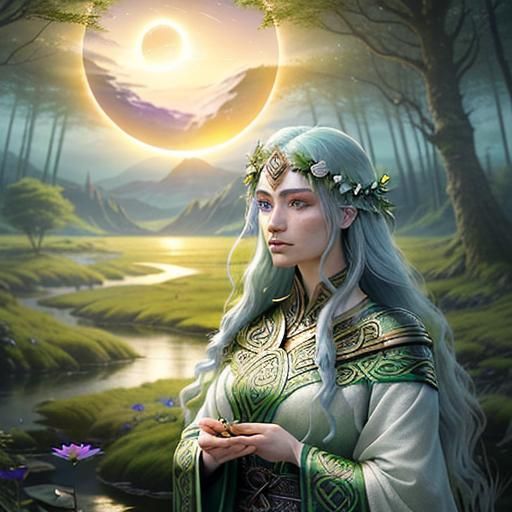Norse Celtic Woman in Forest, Hyperrealistic Octane Render